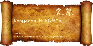 Kenyeres Miklós névjegykártya